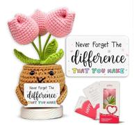 ALUNME Handmade Positive Tulip Flower Crochet - This is A Little Reminder - Inspirational Gift for Women - Thank You, Appreciation - Creative Yarn Dolls (Never Forget the Different That You Make)