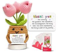 ALUNME Handmade Positive Tulip Flower Crochet - This is A Little Reminder - Inspirational Gift for Women - Thank You, Appreciation - Creative Yarn Dolls (Thank You for Listening)