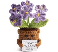 ALUNME Handmade Purple Gradient Crochet Flower，with Inspirational Message - Life is Tough But So Are You, for Women, Teacher, Mom, Friend - A Positive Token of Appreciation and Encouragement