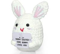 ALUNME Happy Easter Positive Crochet Bunny Gifts, Emotional Support Nuggets I Love You Stuff Cute Ideas for Girls Teens Daughte Crochet Easter Bunny Hatching Eggs Positive Easter Bunny Decor
