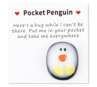 ALUNME Lucky Dice a Little Pocket Penguin Hug, Mini Cute Animal Decoration Funny Pocket Hug Penguin Stress Relief Toy with Card, Gifts for Him Her Boyfriend Girlfriend,（Clear Penguin）