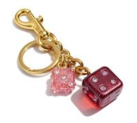 ALUNME Lucky Dice Bag Charm Key Chain Accessory, Red Resin Dice Purse Charm with Gold Hardware, Fashionable Gifts for Women, Perfect for Birthday, Valentines Day, Christmas