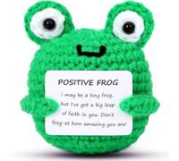 ALUNME Mini Funny Positive Frog Emotional Crochet Animals Knitted Doll with Positive Card for Coworkers Best Friend Encouragement Funny Gifts for Women Men Xmas Party Decor(positive frog)