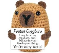 ALUNME Novelty Crochet Doll Weird Stuff Gifts, Cute Small Knitted Decor with Awesome Card, Christmas Graduation Funny Gag Gifts, White Elephant Presents for Friends (Brown Capybara)