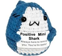 ALUNME Positive Animals Crochet Shark Gift - Mini Emotional Shark Plush with Support Message, for Coworker or Friend, Christmas Secret Santa Gift for Women Men