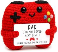 ALUNME Positive Red Crochet Game Controller Gift for Dad - Best Dad Ever Christmas Stocking Stuffer, Father's Day or Birthday Gift from Son or Daughter