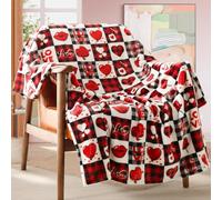 ALUNME Red Heart Throw Blanket, Summer Blanket Lightweight Soft Plush Couch Blanket for Living Room, Breathable Cozy Blanket for Valentines Day and Summer Lounging, 50x60 inches