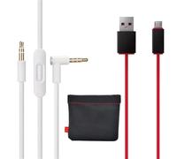 ALUNME Replacement Audio Cable Cord Wire,Compatible with Beats Headphones Studio Solo Pro Detox Mixr Executive Pill with in Line Mic and Control (White Red)