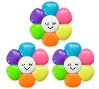 ALUNME Star-Shaped Highlighter Markers Set, 5 Fluorescent Colours, Multi-Tip Design (3 pack smile flower)