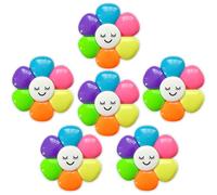 ALUNME Star-Shaped Highlighter Markers Set, 5 Fluorescent Colours, Multi-Tip Design (6 pack smile flower)