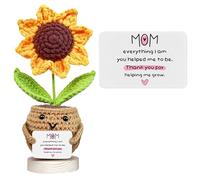 ALUNME Sunflower Crochet Doll with Inspirational Card, Handmade Thank You for Helping Me Grow Gift for Mother's Day, Birthday, Christmas