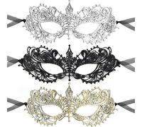 ALUNME Venetian Party Lace Masquerade Masks - Women's Sexy Elastic Masks for Halloween & Mardi Gras (three color mask)