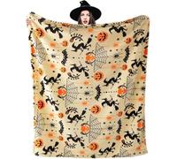 ALUNME Witch Pumpkin Throw Blanket, Summer Blanket Lightweight Soft Plush Couch Blanket for Living Room, Breathable Cozy Blanket for Halloween Decor and Summer Lounging, 50”x 60”