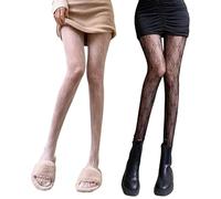 ALUNME Women's Patterned Fishnet Tights, Hollow Out Knitted Lace Stockings with Vertical Strips, Stylish Pantyhose for Various Occasions