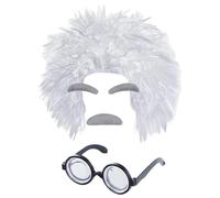 ALUNME Yellow Mustache and Eyebrows With Glasses Halloween Costume Accessories for Adult, Fake Beard Funny Party Favor Cosplay Costume Set Men Women (Doctor of Science)