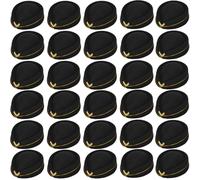 Alunsito 30 Pack Air Hostess Hats Felt Stewardess Pillbox Hat Flight Attendant Uniform Cap for Women Ladies