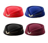 Alunsito 4 Pack Halloween Attendant Hats Women's Flight Attendant Cap Beret Stewardess Accessories for Halloween Cosplay Party