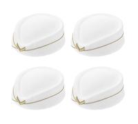 Alunsito 4 Pcs Stewardess Hats, Vintage British Attendant Hat, Women's Air Hostess Cap for Halloween Cosplay Party, White