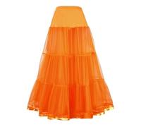Alunsito 50s Petticoat Skirt Dress Crinoline Tutu Underskirts for Women Orange L/XL