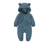 Alunsito Baby Boys Girls Jumpsuit Hoodie Romper Zipper Long Sleeve One Piece Footed Bodysuit Outfits Warm Clothes for Unisex Blue 59 0-3 Months