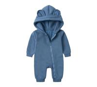 Alunsito Newborn Baby Girl Boy Romper Solid Color One Piece Jumpsuit Long Sleeve Bodysuit Fall Outfit Clothes 59 0-3 Months Smog Blue