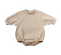 Alunsito Toddler Baby Girl Clothes Long Sleeve Pullover Sweatshirt Romper Summer Fall Cute Sister Brother Matching Outfits 24 Khaki 18-24 Months