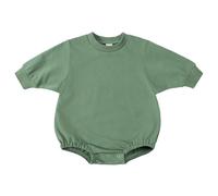 Alunsito Toddler Baby Girl Clothes Long Sleeve Pullover Sweatshirt Romper Summer Fall Cute Sister Brother Matching Outfits 18 Green 12-18 Months