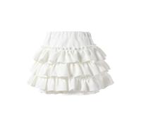 Alunsito Toddler Baby Girl Skirts Tiered Ruffle Skorts Skirt for Girls Skorts Solid Color High Waist Skirt 150 White 10-11 Years