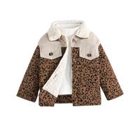Alunsito Toddler Boy Girl Winter Corduroy Jacket Baby Girl Pocket Fall Lined Lapel Outwear Coat Solid Fall Outfit Winter Warm Outwear Leopard 18-24 Months