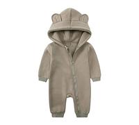 Alunsito Unisex Baby Clothes Winter Coats Cute Newborn Infant Jumpsuit Snowsuit Bodysuits Long Sleeve Bear Ear Hoodie Romper Outfits 90 Khaki 1-2 Years