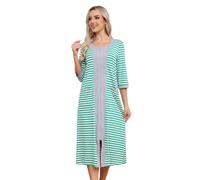 Alunsito Women Zipper Robes Full Zip Half Sleeve Loungewear Fall Winter Color Block Lounge Nightgown with Pockets