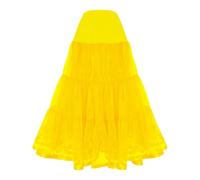Alunsito Women's A-Line Swing Skirt Solid Mesh Tulle Skirt Pleated Long Petticoat Elastic Waist Skirt for Wedding Party Prom