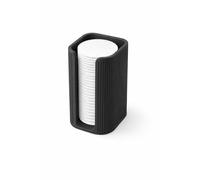 Alupedia ELARA Premium Plastic Cotton Pad Dispenser - Reusable Cotton Pad Holder with Ribbed Design, Dust Protection & Modern Style - Cosmetic Organiser for Bathroom & Dressing Table (Black)
