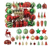 Alupssuc 106pcs Christmas Balls Ornaments Set, Gnome Christmas Tree Decorations with Hanging Strings, Shatterproof Plastic Baubles for Xmas Tree Holiday Wedding Party Decorations, Red Green & Bronze