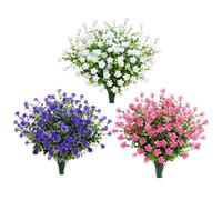 Alupssuc 20 Bundles Outdoor Artificial Flowers Spring Faux Greenery UV Resistant Fake Flower Bushes for Garden Porch Vase Pot Wedding Farmhouse Decor (Purple Rose White)