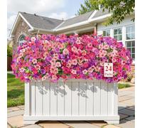 Alupssuc 24 Bundles Artificial Flowers Outdoor Decoration, Mixed 3 Colors Violet Plastic Fake Flowers Plants, for Indoor Outdoor Hanging Baskets Garden Porch Window Home Vases Wedding Farmhouse Decor
