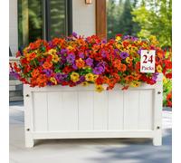 Alupssuc 24 Bundles Artificial Flowers Outdoor Decoration, Mixed 4 Colors Violet Plastic Fake Flowers Plants, for Indoor Outdoor Hanging Baskets Garden Porch Window Home Vases Wedding Farmhouse Decor