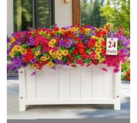 Alupssuc 24 Bundles Artificial Flowers Outdoor Decoration, Mixed 4 Colors Violet Plastic Fake Flowers Plants, for Indoor Outdoor Hanging Baskets Garden Porch Window Home Vases Wedding Farmhouse Decor