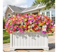 Alupssuc 24 Bundles Artificial Flowers Outdoor Decoration, Mixed 6 Colors Violet Plastic Fake Flowers Plants, for Indoor Outdoor Hanging Baskets Garden Porch Window Home Vases Wedding Farmhouse Decor