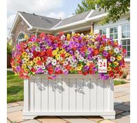 Alupssuc 24 Bundles Artificial Flowers Outdoor Decoration, Violet Plastic Fake Flowers Plants, for Indoor Garden Porch Window Home Vases Wedding Farmhouse Decor, Red Purple Yellow White