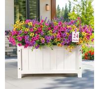Alupssuc 24 Bundles Artificial Flowers Outdoor, Mixed 3 Colors Violet/Plant