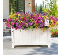 Alupssuc 24 Bundles Artificial Flowers Outdoor, UV Resistant Eucalyptus Violets and Lavender Silk Fake Flowers and Plants, for Home Garden Porch Window Wedding Decorations, Yellow Rose Purple