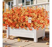 Alupssuc 24 Bundles Autumn Artificial Flowers Outdoor Decorations, Plastic Fake Flower Plants for Hanging Baskets Garden Porch Window Home Vases Wedding Farmhouse Decor, Fall Ripe and Fall Orange