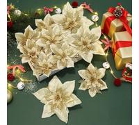 Alupssuc 24 Pcs 6""""&9"""" Large Size Poinsettia Artificial Christmas Flo