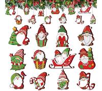 Alupssuc 24 Pieces Hanging Wooden Christmas Decorations, 12 Different Shapes Ornaments, Support DIY Crafts, Christmas Tree Baubles with Ropes for Holiday Wedding Party Decor, Santa Claus Set B