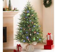 Alupssuc 3FT Pre-lit Artificial Mini Christmas Tree,PE Branches with Burlap Bag Base, Color LED Lights,12 Light Modes, Perfect for Xmas Decorations, Home, Kitchen, Dining-Green