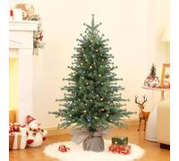 Alupssuc 3FT Pre-Lit Christmas Tree with 90 LED Lights & 12 Modes, Mini Artificial Xmas Tree with Blossom-like PE Branches for Indoor Outdoor Holiday Decor