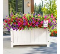 Alupssuc 48 Bundles Artificial Flowers for Outdoors Spring Summer Decoration, UV Resistant Eucalyptus Violet and Lavender Silk Fake Plants for Outside Indoor Yard Home Patio Decor, Red Rose Purple
