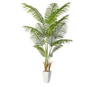 Alupssuc 5ft Artificial Palm Tree with White Planter, Tall Fake Palm Tree with Natural Trunk and Lifelike Leaves for Home Office Housewarming Gift, Artificial Silk Plant for Living Room Decor Indoor