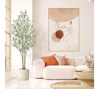 Alupssuc 5FT Olive Tree Artificial, with Natural Trunk & White Pot
